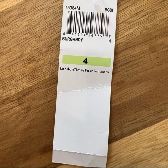 London Times Burgandy Floral Satin Faux Wrap Dress Bloused Sleeves Sz 4 NWT - Picture 8 of 12